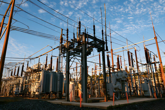 Outdoor electrical distribution facilities in Virginia are typically equipped with industrial power grid equipment.