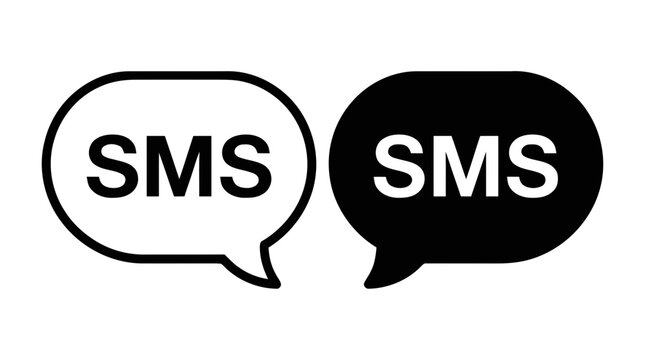 Vector illustration of sms text message bubble icon set on a transparent background