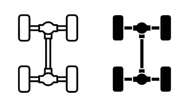 Vector illustration of four wheel drive transmission system icon on a transparent background
