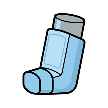 Medical Inhaler for Asthma Relief Respiratory Healthcare Flat Line Art Vector Illustration