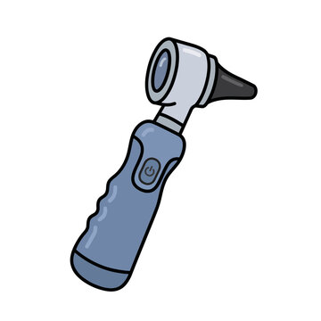 Medical Otoscope Ear Examination Diagnostic Tool Flat Line Art Vector Illustration