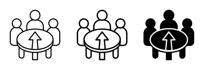 Obraz premium Team Meeting Success Icons, Business Growth Symbols, Collaboration Strategy Vector Set