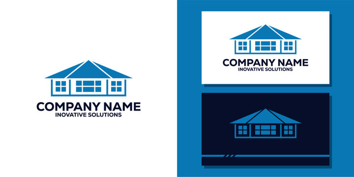 Suburban residential house logo with business card template