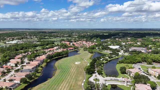Golf courses surrounded by luxury homes in Port St Lucie in St Lucie County, Florida. 
