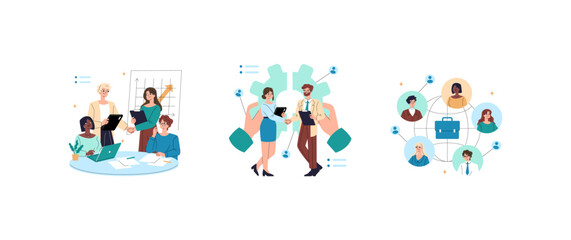 Business team collaborating and networking in vector set © inspiring.team