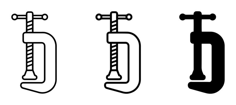 C-Clamp Icons, Vector Graphics for Tool and Hardware Concepts