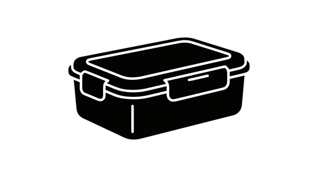 Vector illustration of food container icon, plastic lunch box for storage on a transparent background