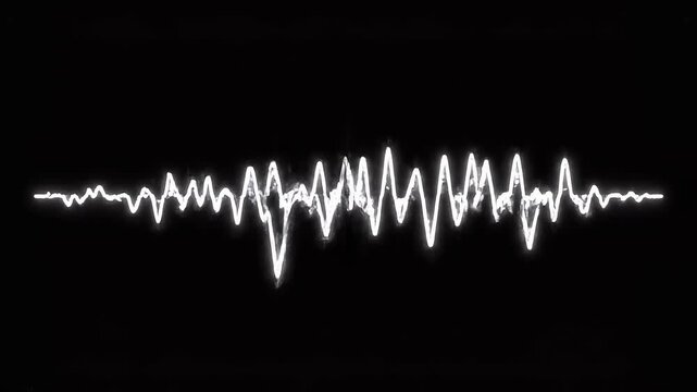 Abstract sound wave amplitude progression in darkness with subtle lighting and digital motion for broadcast intros