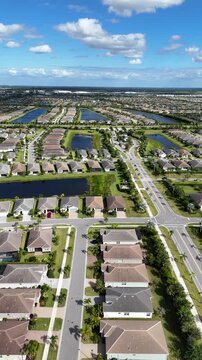 Rows and rows of newly constructed homes in the town of Port St Lucie in St Lucie County, Florida. 