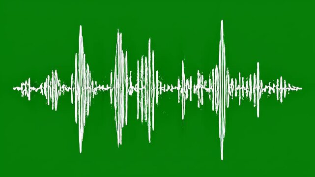 Audio waveform progression on green background with cinematic digital motion