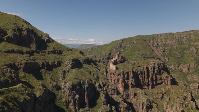 Aerial View of Ancient Seytan Castle in Turkey