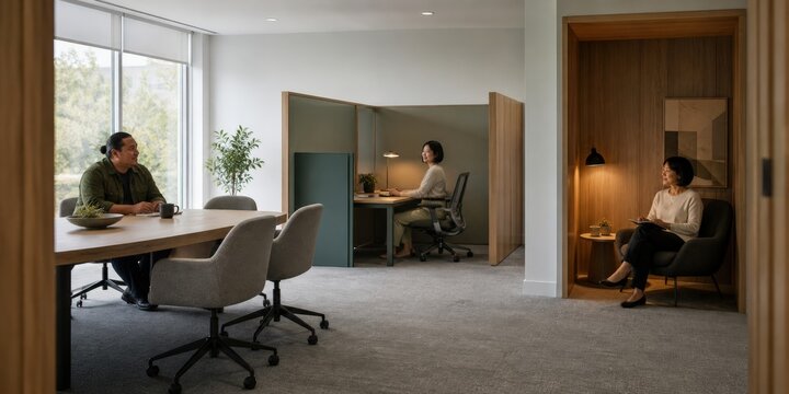 Neurodivergent Workplace Sensory Accommodations with inclusive office design with choice of work zones
