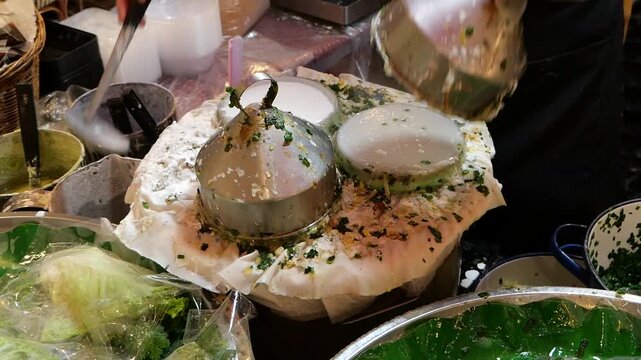 Making Thai Chinese chive dumplings