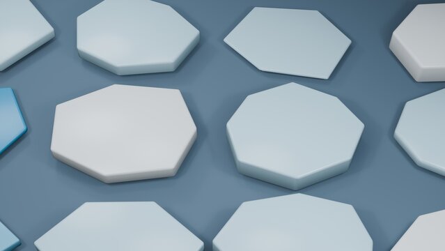 Pattern of light blue and white octagonal shapes on a blue surface
