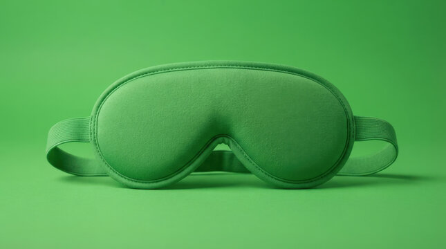 Comfortable green fabric sleep mask with adjustable elastic strap provides effective light blocking for travel rest relaxation.