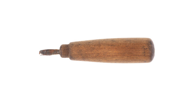 Wooden screwdriver isolated on a white background