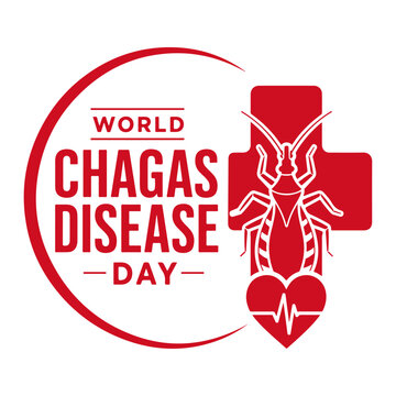 World chagas disease day awareness design with a triatomine bug and medical cross icon on white background