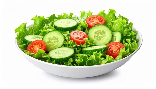A crisp and refreshing salad featuring sliced cucumbers and cherry tomatoes nestled in fresh lettuce