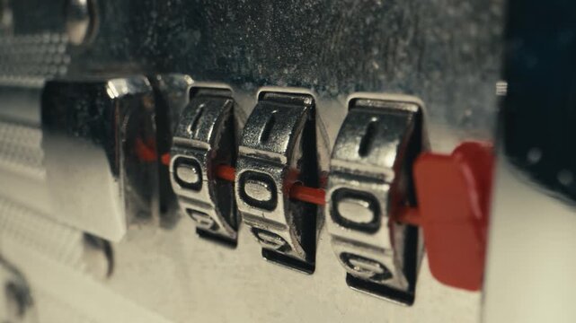 Lock combination on suitcase close up macro travel luggage security code padlock safety detail