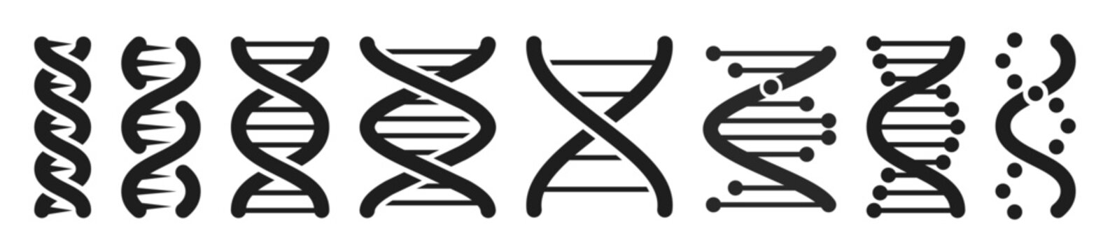 DNA strand double helix genetic code biotechnology medical science biology molecule research genetics health genome chromosome structure evolutionary chemistry graphic elements icon symbol collection
