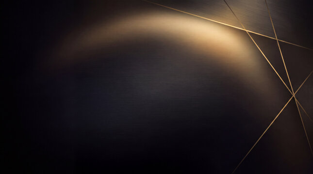 Luxury abstract background with elegant metallic lines, glowing light effects and smooth dark gradients. 