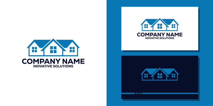 Triple unit housing logo with business card template