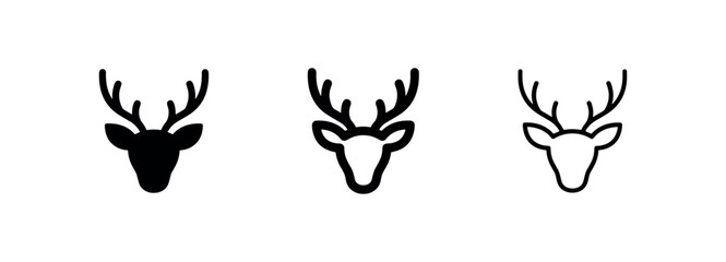 Fototapeta premium Deer stag head antler icon set for nature and wildlife