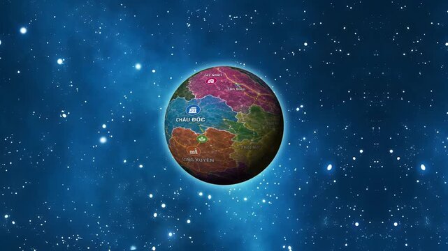Realistic Earth spinning around its axis, with stars in the background. Seamlessly lovable animation.