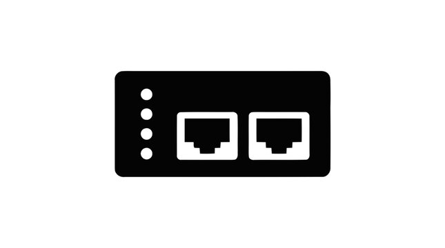 Vector illustration of network switch icon with two ethernet ports on a transparent background