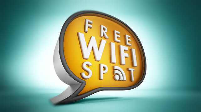 Free WiFi icon isolated on green background. 3D illustration