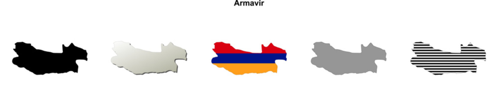 Armavir, Armenia blank outline map set