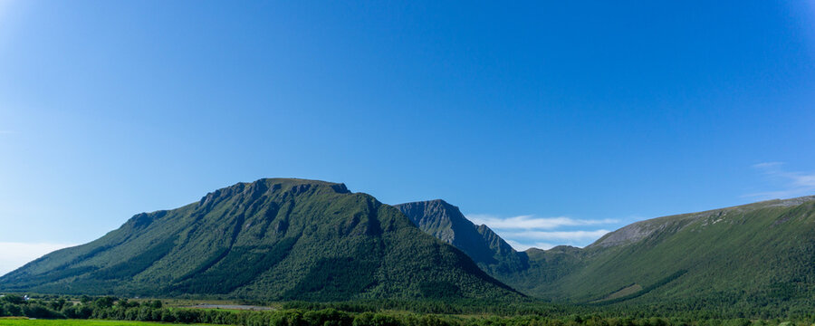 M&oslash;re og Romsdal Norway mountain landscape with blue sky