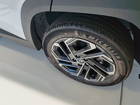 Rome, Italy &ndash; September 10, 2026: Detail of the Hyundai tire wheel, a mid-size crossover SUV.