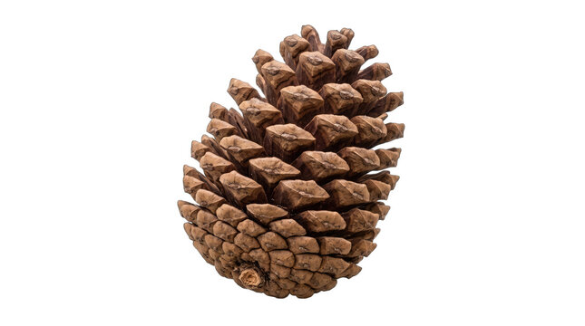 A single brown pine cone representing forest nature isolated on transparent background