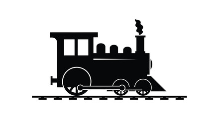 Black silhouette of a steam locomotive on railway tracks silhouette © RASHIDA