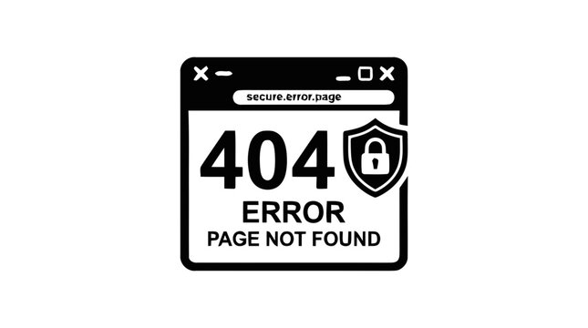 Vector illustration of 404 error page not found icon on a transparent background