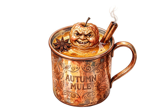 Autumn mule holiday cocktail drink in a copper mug
