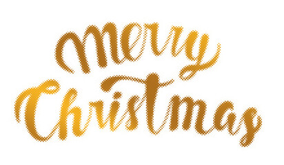 Golden merry christmas typography sign with halftone dot pattern effect on isolated transparent background transparent background © AbstractZone