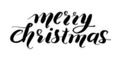 Merry Christmas calligraphy text with a halftone dotted texture isolated on white background transparent background © AbstractZone