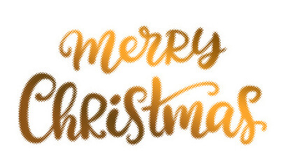 Merry Christmas gold halftone lettering isolated on a white background for holiday design transparent background © AbstractZone