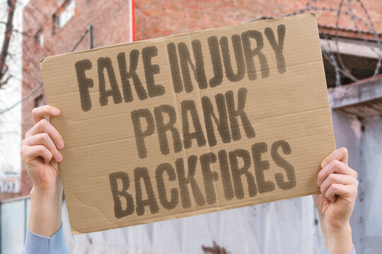"Fake injury prank backfires" Simulating an accident or health crisis leads to real emergency response and charges. PRANK. HOAX. EMERGENCY. FRAUD. CRIME.