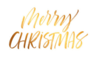 Merry Christmas gold halftone typography lettering isolated on white background transparent background © AbstractZone