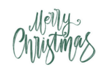 Merry Christmas green handlettered calligraphy text with a stylish halftone dot pattern effect transparent background © AbstractZone