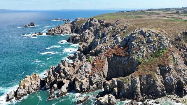 survol de la c&ocirc;te sauvage du Cap Sizun, Finist&egrave;re, Bretagne