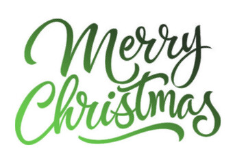 Merry Christmas hand lettering typography design with a green halftone gradient effect transparent background © AbstractZone