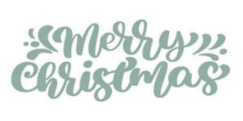 Merry Christmas hand lettering typography design with halftone dot texture pattern transparent background © AbstractZone