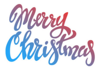 Merry Christmas handlettered brush calligraphy typography design with halftone dot effect transparent background © AbstractZone