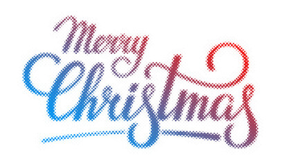 Merry Christmas typography design created with a colorful halftone gradient effect transparent background © AbstractZone