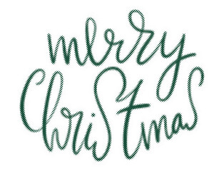 Merry Christmas typography design with green halftone dot texture isolated on white transparent background © AbstractZone