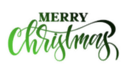 Merry Christmas typography design with a creative green halftone dot pattern effect transparent background © AbstractZone